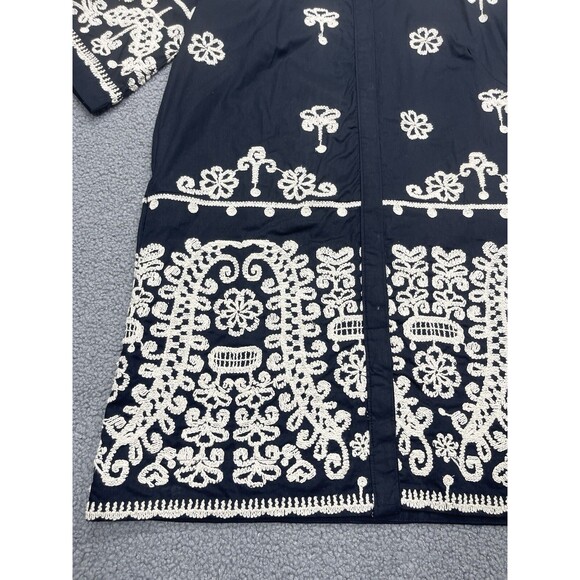 Anthropologie Maeve Mini Shirt Dress Black Embroidery Boho Retro Preppy Sz S NWT - Picture 4 of 13